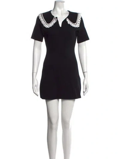 Pre-owned Maje Lace Pattern Mini Dress In Black