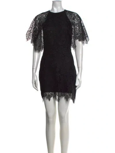 Pre-owned Maje Lace Pattern Mini Dress In Black