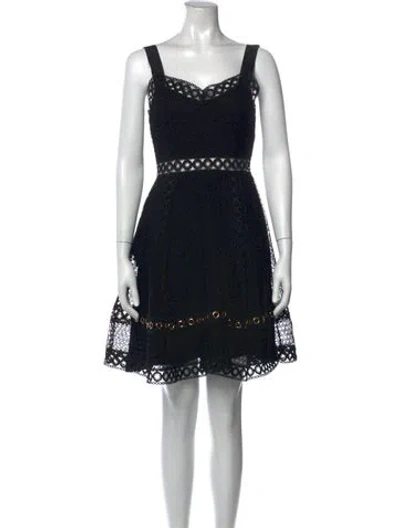 Pre-owned Maje Lace Pattern Mini Dress In Black