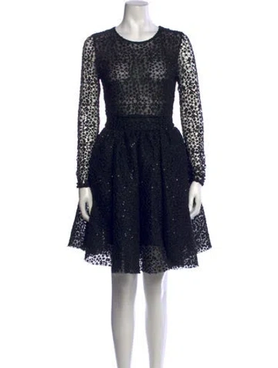 Pre-owned Maje Lace Pattern Mini Dress In Black