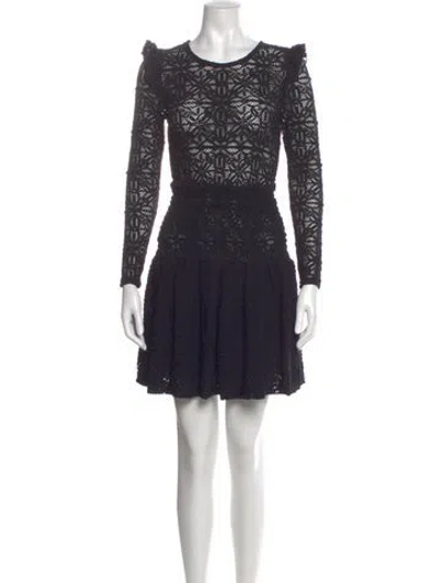 Pre-owned Maje Lace Pattern Mini Dress In Blue