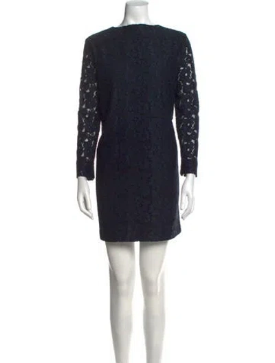 Pre-owned Maje Lace Pattern Mini Dress In Blue