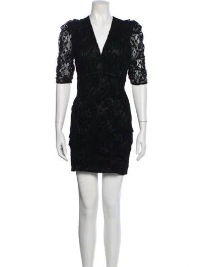 Pre-owned Maje Lace Pattern Mini Dress In Blue