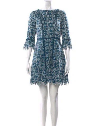 Pre-owned Maje Lace Pattern Mini Dress In Blue