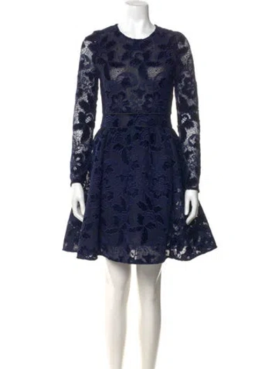 Pre-owned Maje Lace Pattern Mini Dress In Blue
