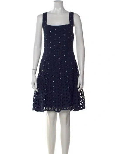 Pre-owned Maje Lace Pattern Mini Dress In Blue