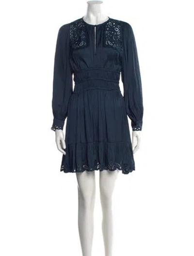 Pre-owned Maje Lace Pattern Mini Dress In Blue
