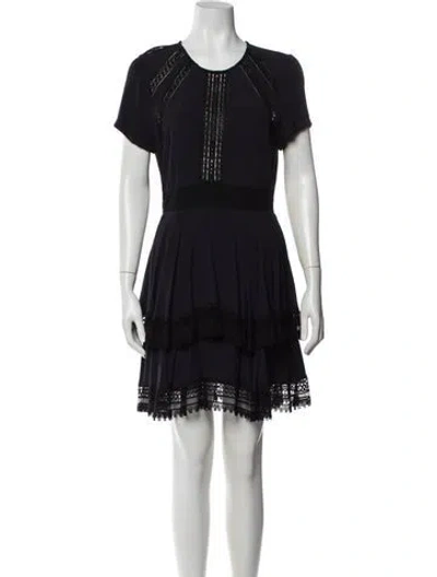 Pre-owned Maje Lace Pattern Mini Dress In Blue