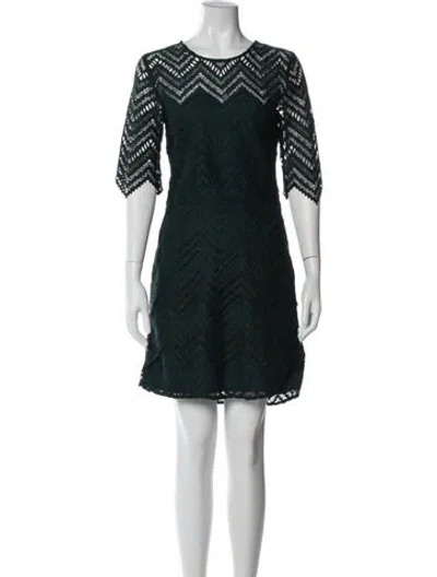 Pre-owned Maje Lace Pattern Mini Dress In Green