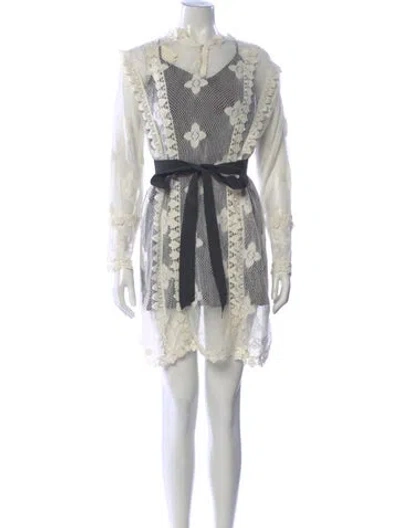 Pre-owned Maje Lace Pattern Mini Dress In Multi