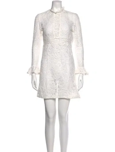 Pre-owned Maje Lace Pattern Mini Dress In Neutral
