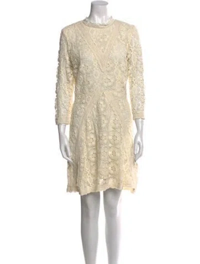 Pre-owned Maje Lace Pattern Mini Dress In Neutral