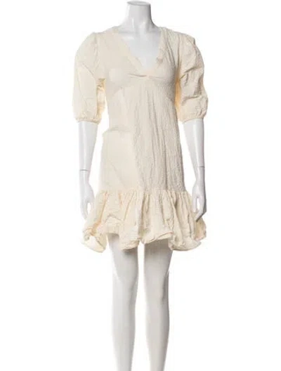 Pre-owned Maje Lace Pattern Mini Dress In Neutral