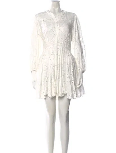 Pre-owned Maje Lace Pattern Mini Dress In Neutral