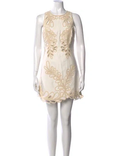 Pre-owned Maje Lace Pattern Mini Dress In Neutral