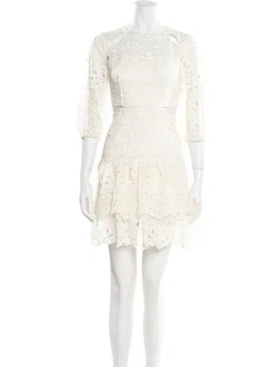 Pre-owned Maje Lace Pattern Mini Dress In Neutrals
