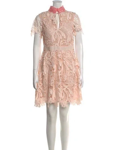 Pre-owned Maje Lace Pattern Mini Dress In Pink
