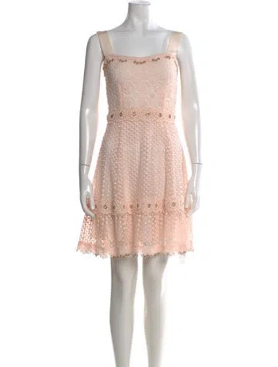 Pre-owned Maje Lace Pattern Mini Dress In Pink