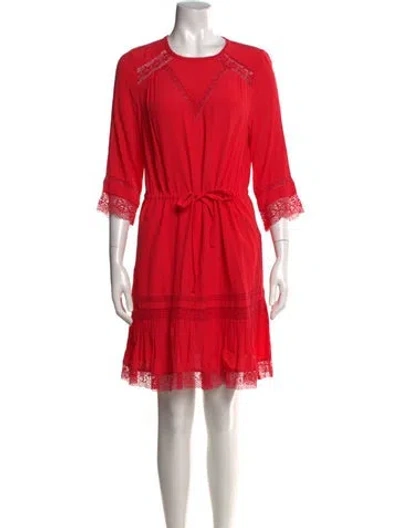 Pre-owned Maje Lace Pattern Mini Dress In Pink