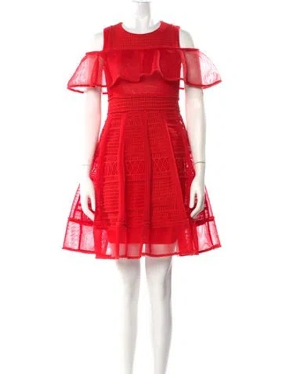 Pre-owned Maje Lace Pattern Mini Dress In Red