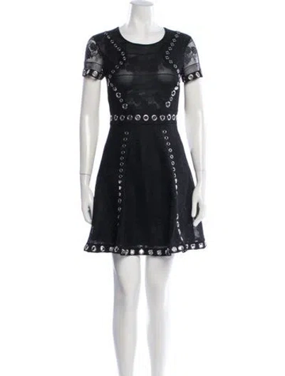 Pre-owned Maje Lace Pattern Mini Dress W/ Tags In Black