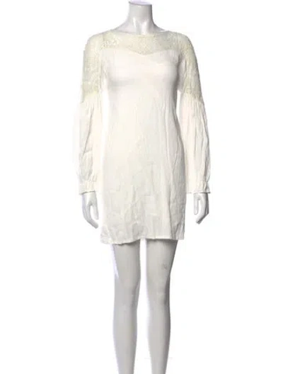 Pre-owned Maje Lace Pattern Mini Dress W/ Tags In Neutral