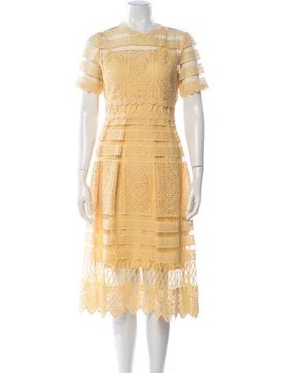 Pre-owned Maje Lace Pattern Mini Dress W/ Tags In Yellow
