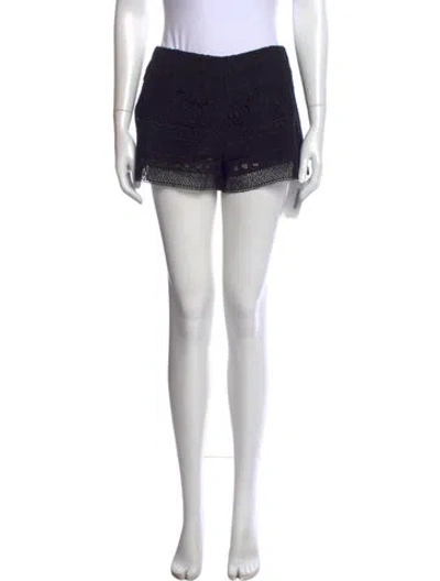 Pre-owned Maje Lace Pattern Mini Shorts In Black