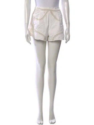 Pre-owned Maje Lace Pattern Mini Shorts In Neutral
