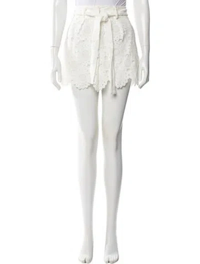 Pre-owned Maje Lace Pattern Mini Shorts W/ Tags In White