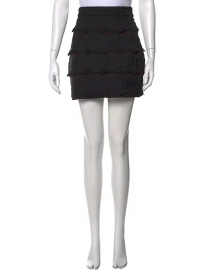 Pre-owned Maje Lace Pattern Mini Skirt In Black