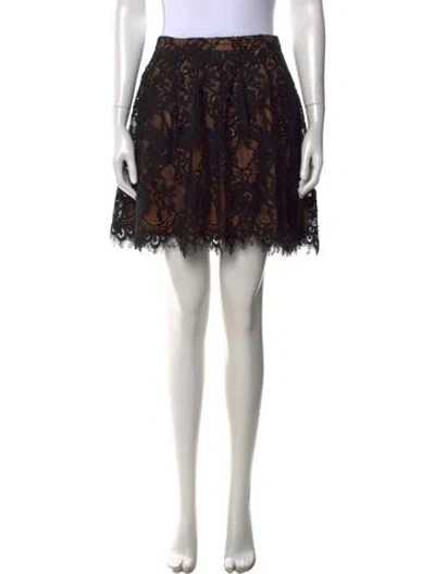 Pre-owned Maje Lace Pattern Mini Skirt In Black