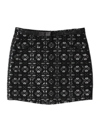 Pre-owned Maje Lace Pattern Mini Skirt In Black