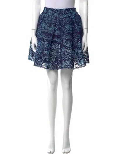 Pre-owned Maje Lace Pattern Mini Skirt In Blue