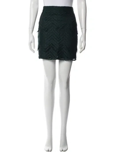 Pre-owned Maje Lace Pattern Mini Skirt In Green