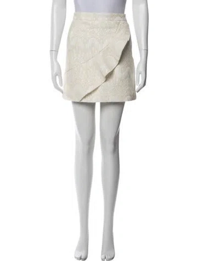 Pre-owned Maje Lace Pattern Mini Skirt In Neutral