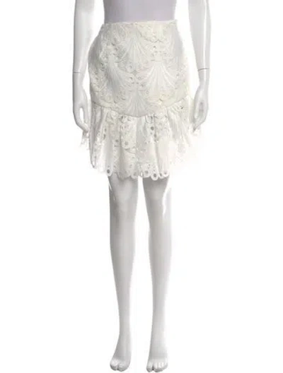 Pre-owned Maje Lace Pattern Mini Skirt In White