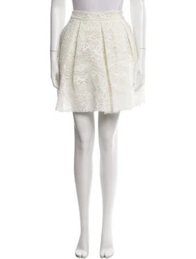 Pre-owned Maje Lace Pattern Mini Skirt In White