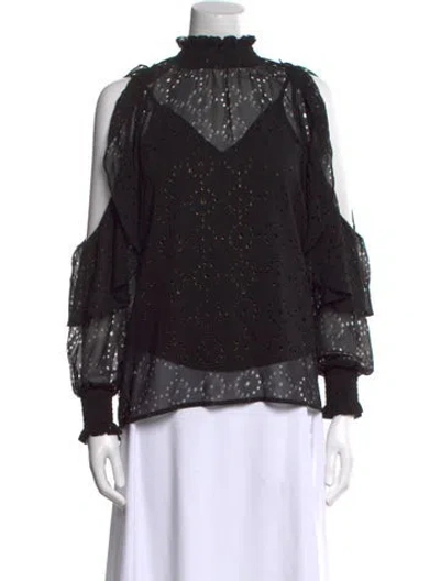 Pre-owned Maje Lace Pattern Mock Neck Blouse W/ Tags In Multi