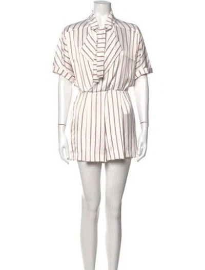 Pre-owned Maje Lace Pattern Mock Neck Romper In Red/white