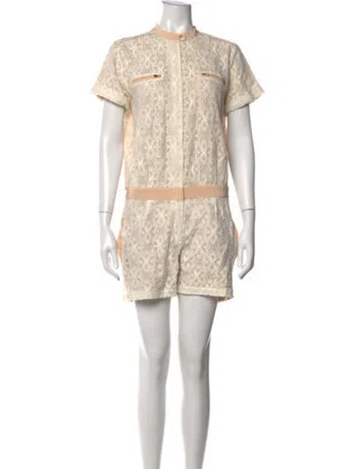 Pre-owned Maje Lace Pattern Romper In Neutrals