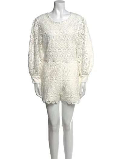 Pre-owned Maje Lace Pattern Scoop Neck Romper In White