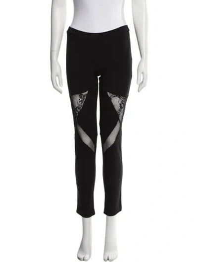 Pre-owned Maje Lace Pattern Skinny Leg Pants In Black