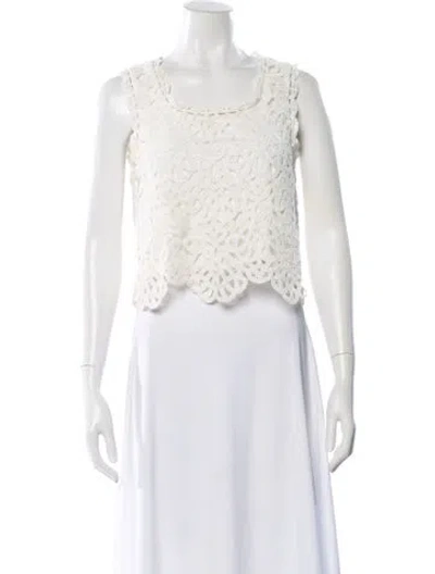 Pre-owned Maje Lace Pattern Square Neckline Top In Neutral