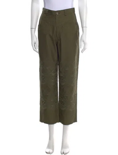 Pre-owned Maje Lace Pattern Straight Leg Pants In Green
