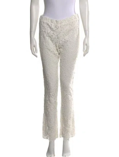 Pre-owned Maje Lace Pattern Straight Leg Pants In Neutral