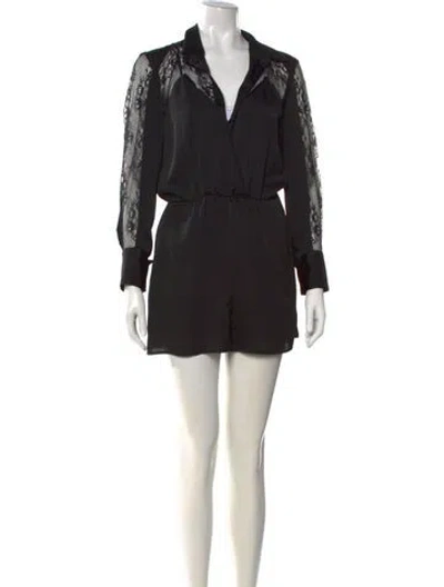 Pre-owned Maje Lace Pattern V-neck Jumpsuit In Black