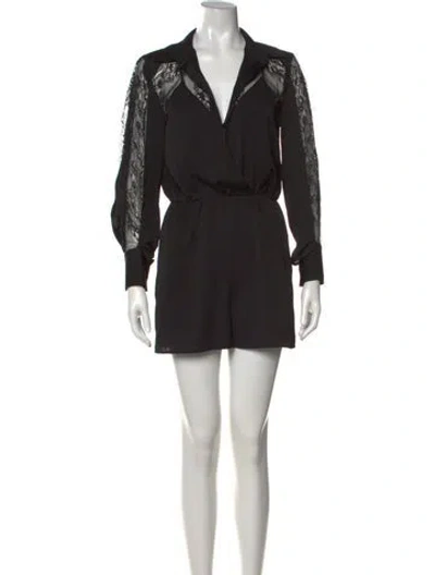 Pre-owned Maje Lace Pattern V-neck Romper W/ Tags In Black