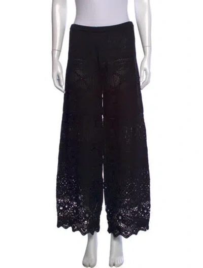 Pre-owned Maje Lace Pattern Wide Leg Pants In Black