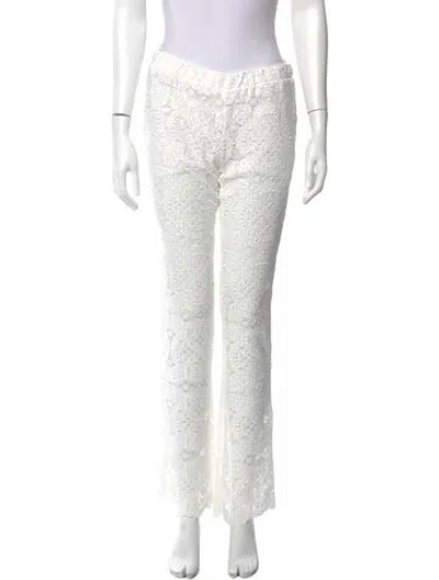 Pre-owned Maje Lace Pattern Wide Leg Pants In White